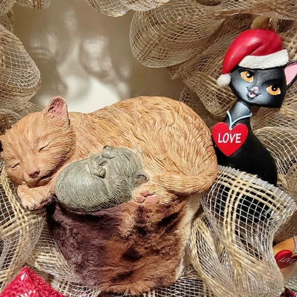 Christmas Cat Dream Wreath Deco Mesh Bow - Picture 9 of 11